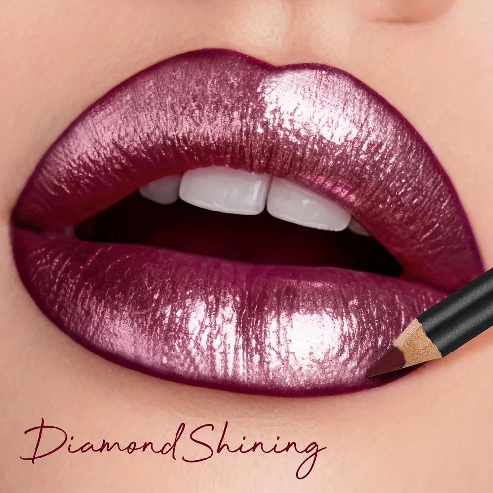 Juego de delineador de labios mate y lápiz labial metálico, contorno y brillo, kit de maquillaje Diamond Glam, regalo navideño