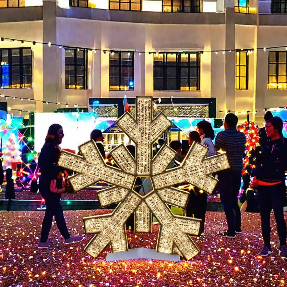 waterproof holiday 3d snowflake shaped display led snowflake motif for Outdoor Christmas Decoration