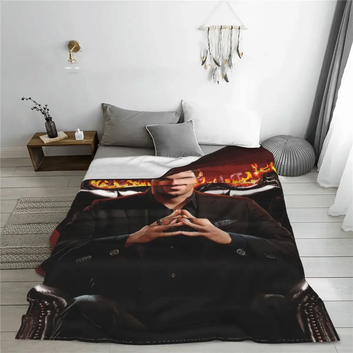 Lucifer Morningstar Flannel Throw Blanket Crime Tom Ellis Blanket for Home Outdoor Lightweight Bedding Throws