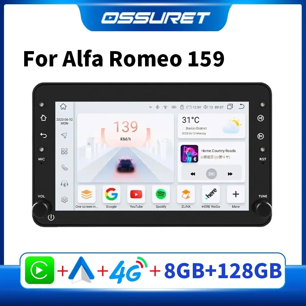 7862 Car Radio Android for Alfa Romeo 159 Brera Spider Sportwagon Car Multimedia Carplay Video Player 1 Din Stereo Screen WIFI