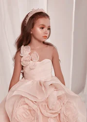 Vestido de niña de flores, vestidos de novia con apliques, vestidos de noche de princesa para niños pequeños, regalo de fiesta de cumpleaños, vestido de primera comunión