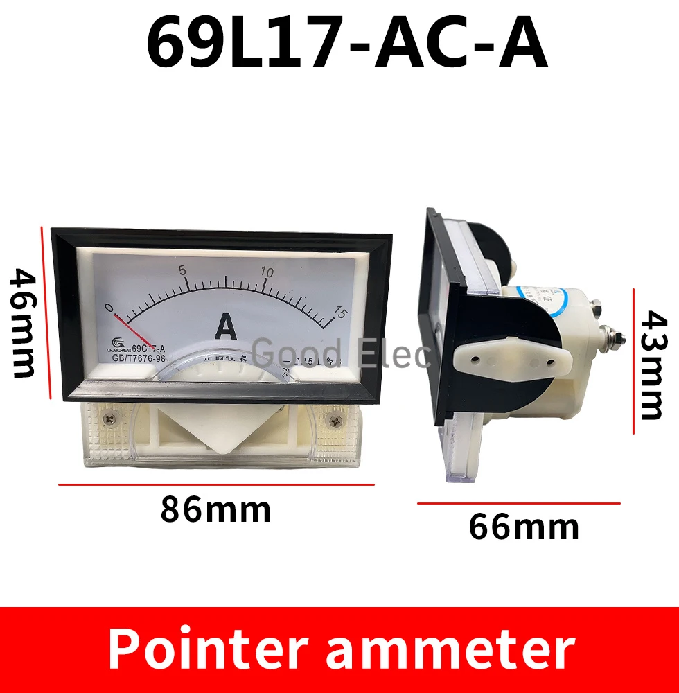 Framed Pointer AC Medidor de Corrente,Amperímetro,5A,10A,20A,30A,50A,100A,200A,300A,69L17-A