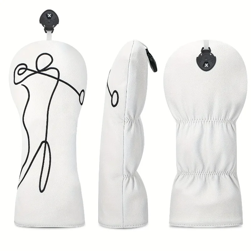 غطاء نادي الجولف، غطاء رأس نادي الجولف العصري، تصميم خط أبيض بسيط، مقاوم للغبار ومتين، يحمي رأس الكرة