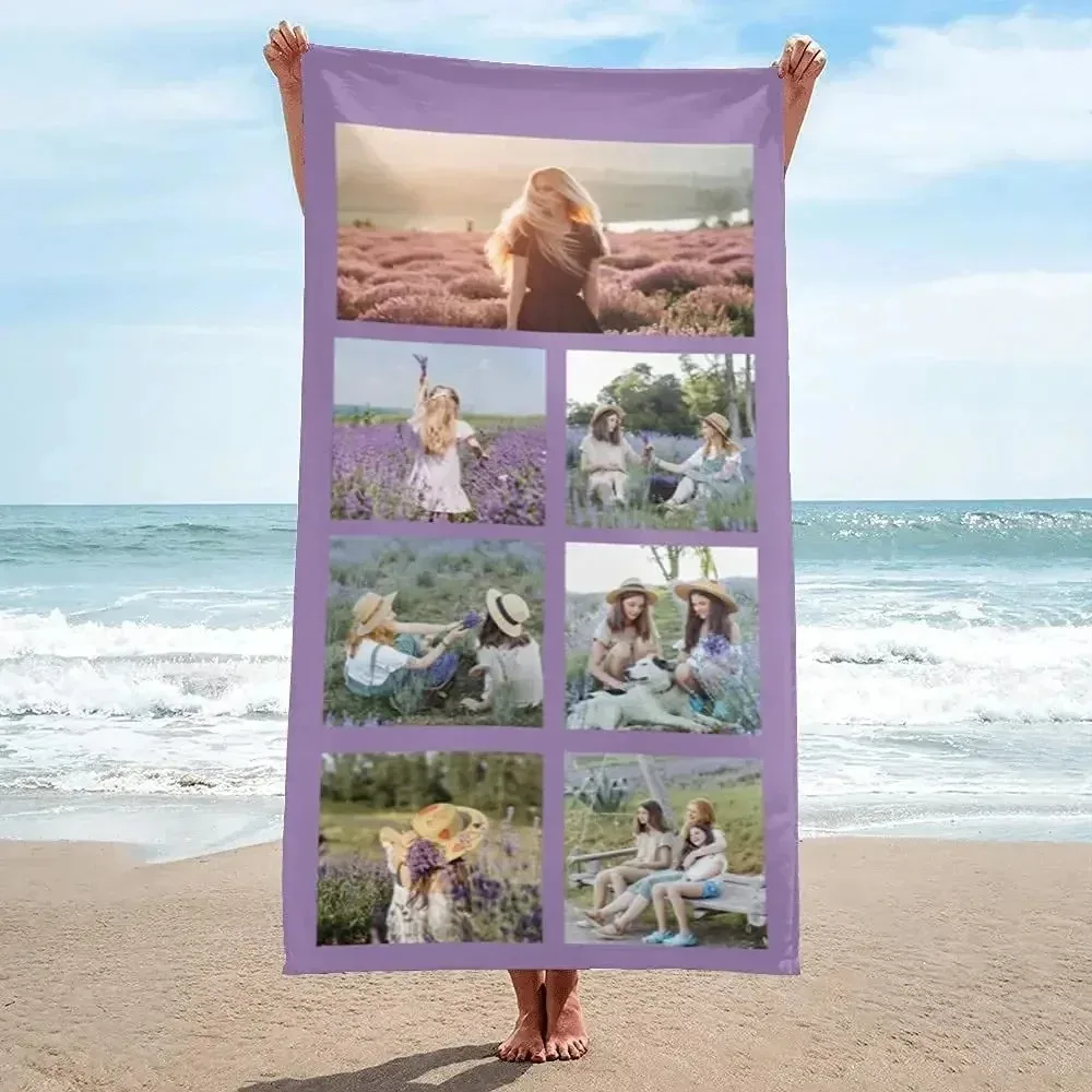 Custom Puzzle Photos Beach Towel Personalized Picture Bath Pool Towel Customized Gifts for Boys Girls Teens Birthday Holiday Day