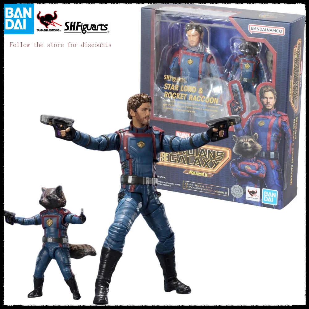 

In Stock Bandai S.H.Figuarts Marvel SHF Star Lord Rocket Raccoon Guardians of The Galaxy 3 Action Figures Toys Collection Gifts