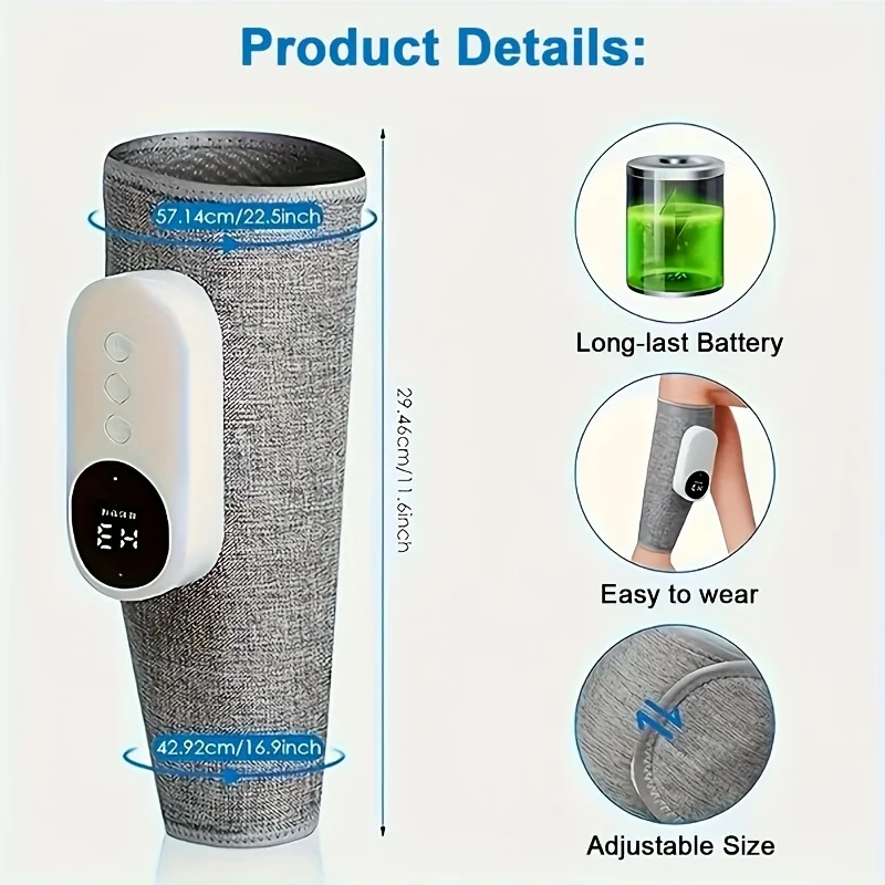 جهاز تدليك الساق بالضغط الساخن، تدليك ساخن، مدلك ساق لاسلكي، 3 أوضاع، 3 مستويات لدرجة الحرارة، أفضل هدية للآباء