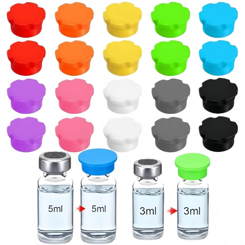 Silikon-Peptid-Fläschchen-Schutzkappen für 1ml 2ml 3ml 5ml Insulinfläschchen Wiederverwendbare Staubresistente Flip-Off-Deckel Peptid-Aufbewahrung – Detail 2