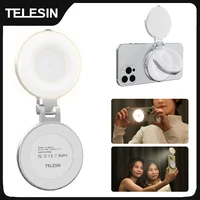 TELESIN Smartphone Luz de relleno magnética Mini Selfie Luz 3 modos Brillo ajustable para Iphone XIAOMI HUAWEI SAMSUNG Teléfono
