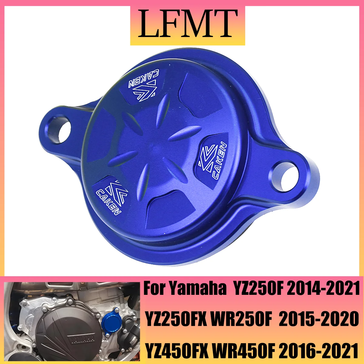 

CAKEN CNC Aluminum Billet Oil Filteer Covers For Yamaha YZ250F YZ450F YZ250FX YZ450FX WR250F WR450F YZ WR 250F 450F FX 2014-2021