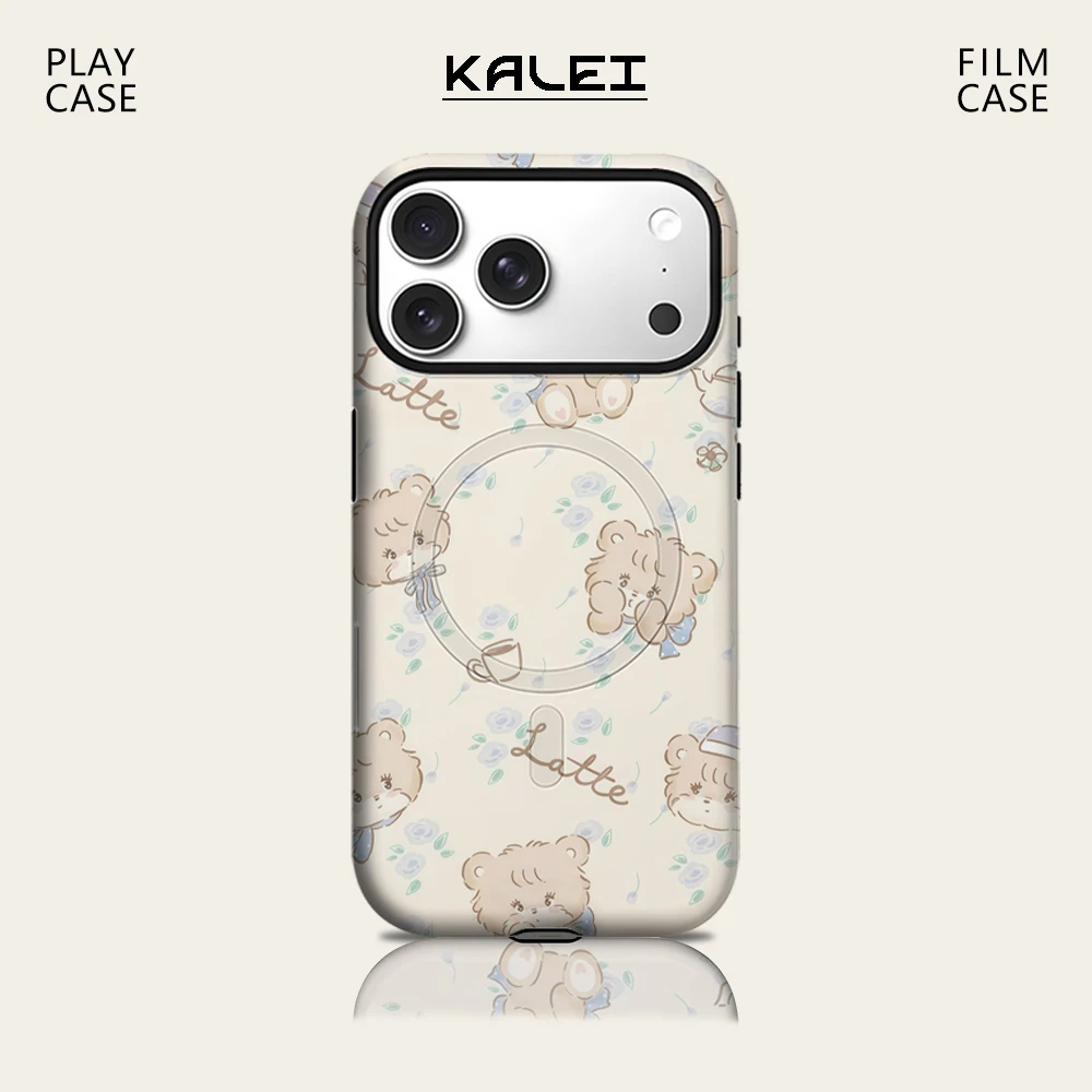 Latte Teddy Bears Phone Case for IPhone 17 16 15 14 13 Pro Max Plus for Magnetic Single Double-layer Tough Case