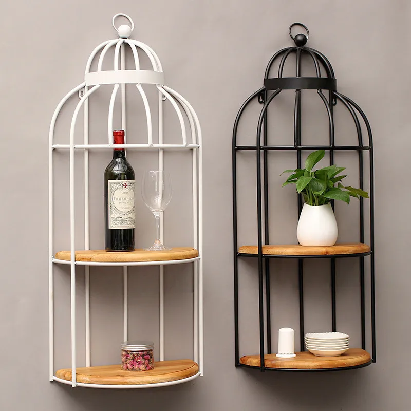 Birdcage Storage Shelf Creative Flower Stands Wrought Iron Wall Shelf Multi-layer Living Room Bookshelf Decorative Plant Rack