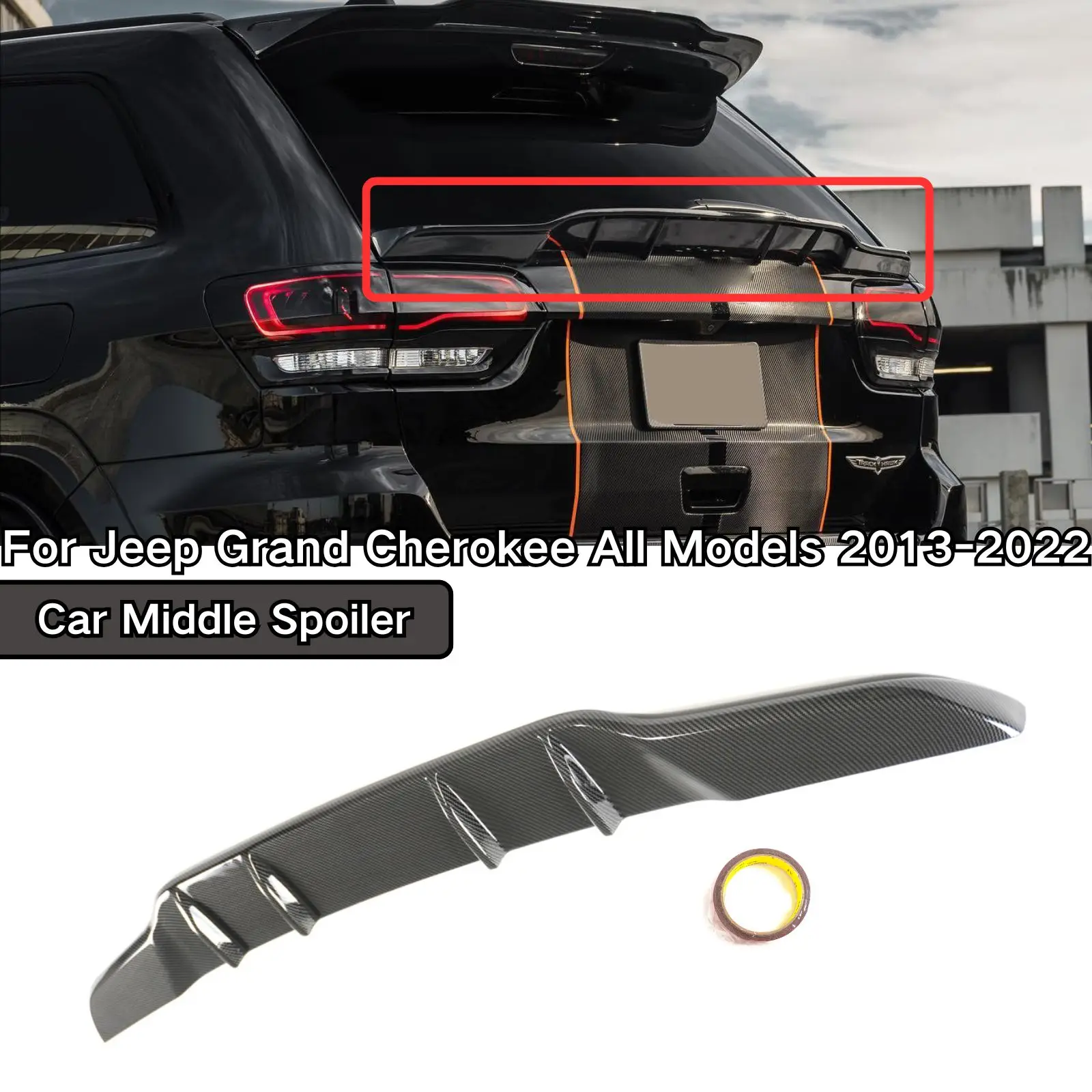 Car Middle Spoiler Trunk Wing For Jeep Grand Cherokee All Models 2013-2022 WK2 SRT8 Trackhawk Body Kit Glossy Black ABS Plastic