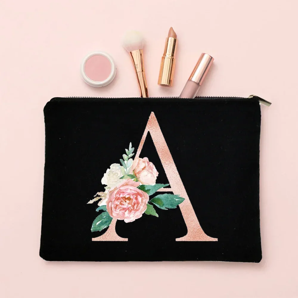 26 Letters Name Initials Custom Wedding Gift Cosmetic Storage Bag Travel Perfume Organizer Bridesmaid Make Up Pouch Bags