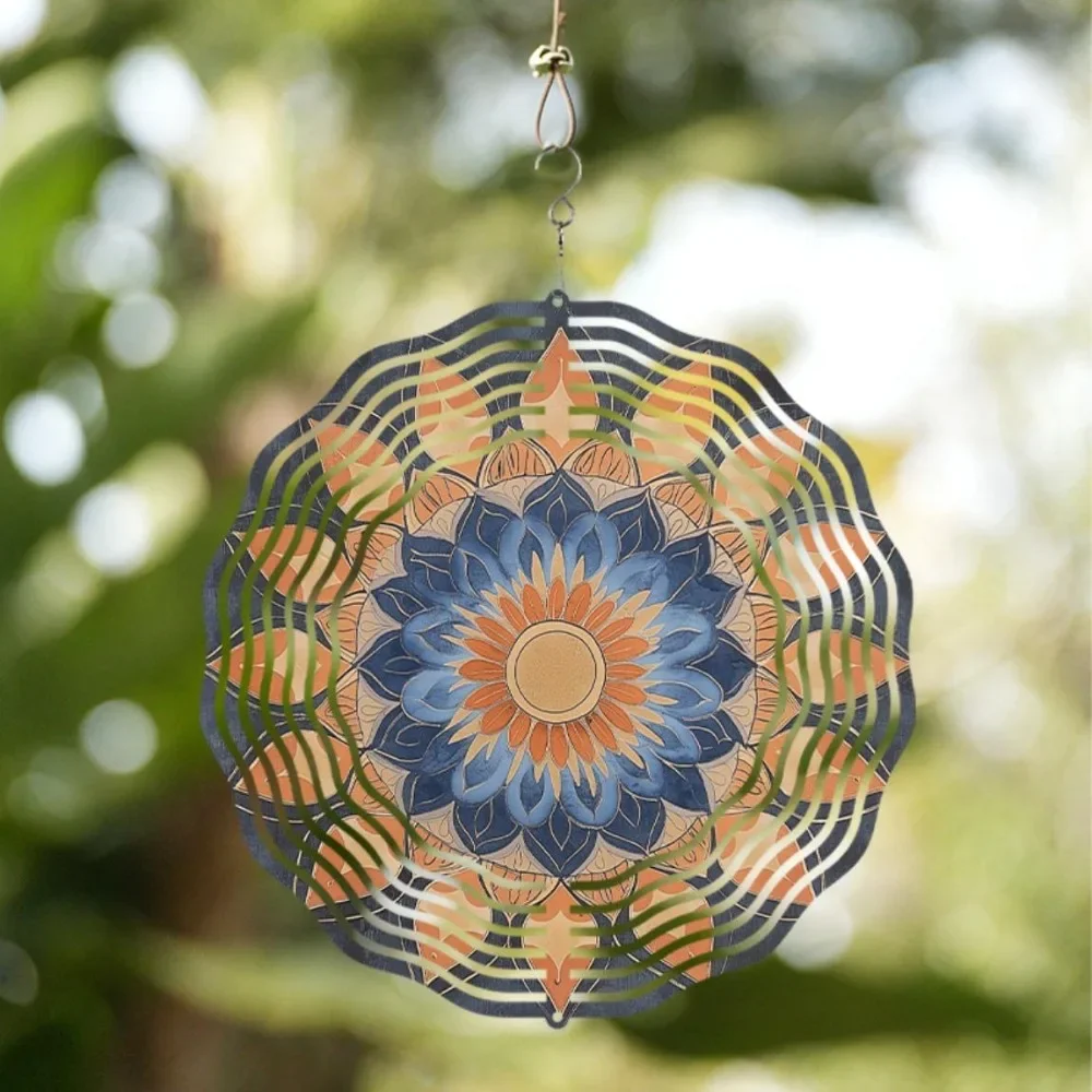 

Металлическая Мандала, колокольчик, уличный декор с вращающимся на 360° крючком, прочный садовый балкон, подвесное украшение на весну