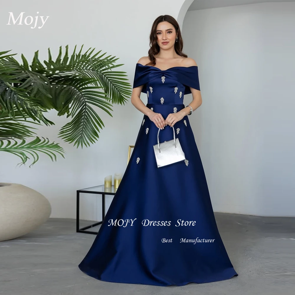 

Mojy Royal Blue с открытыми плечами, роскошные женские вечерние платья с бусинами, 2025 Aline, женское вечернее длинное платье в Дубае по индивидуальному заказу