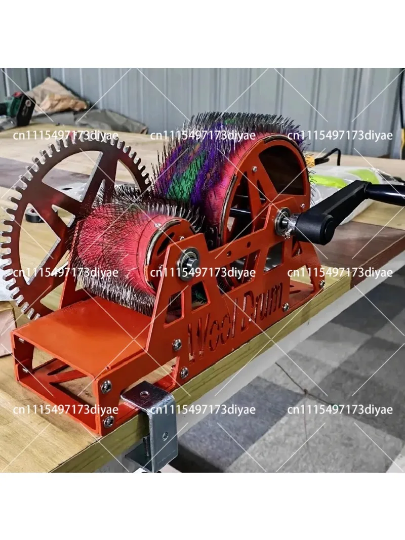 Hand Cranked Wool Carding Machine for Fiber Blending DIY Drum Carder Felting Tool
