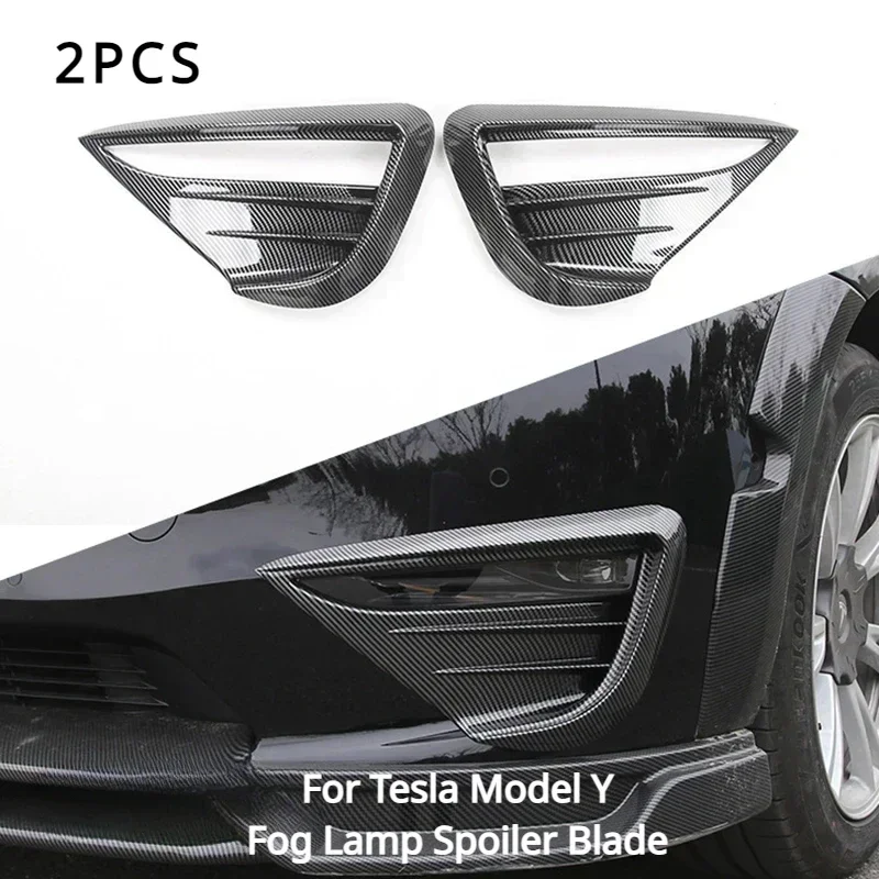 2PCS Fog Lamp Spoiler Blade for Tesla Model Y ABS Decoration Sticker Protective Cover Woof Tooth Wind Knife Car Accessories 2023