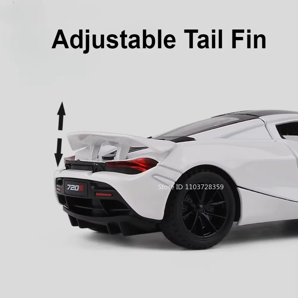 1:32 720S 765LT 슈퍼카 모델 장난감 합금 다이캐스트 미니어처 스포츠카 사운드 라이트 도어 오픈 풀백 장식 모델 선물