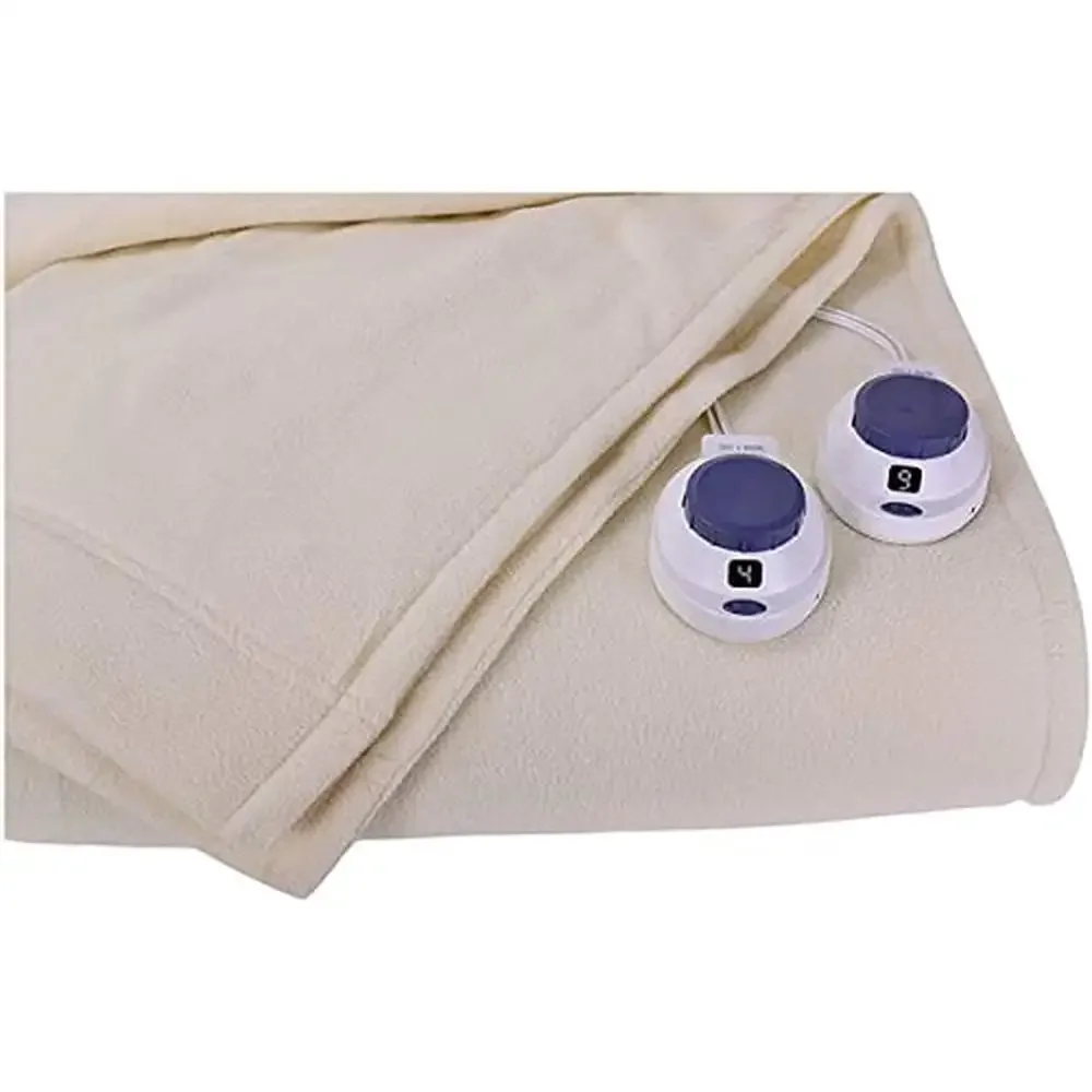 Heated Micro-Fleece Electric Blanket Safe Low-Voltage Queen Size Warm Technology