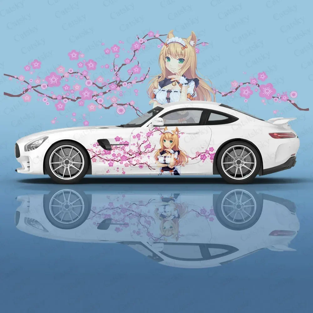 Anime Girl Maple (Neko Para) Custom Car Body Vinyl Stickers Auto Accessories Side Film Decal Body Sticker SUV Decoration Pattern