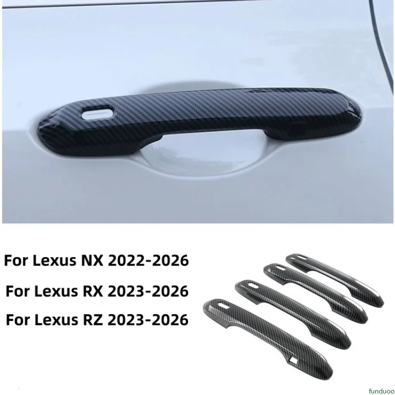 For Lexus NX RX RZ 250 300 350h 450h 450 500h 2022-2026 Carbon Fiber Chrome Car Door Handle Cover Stickers Styling Accessories