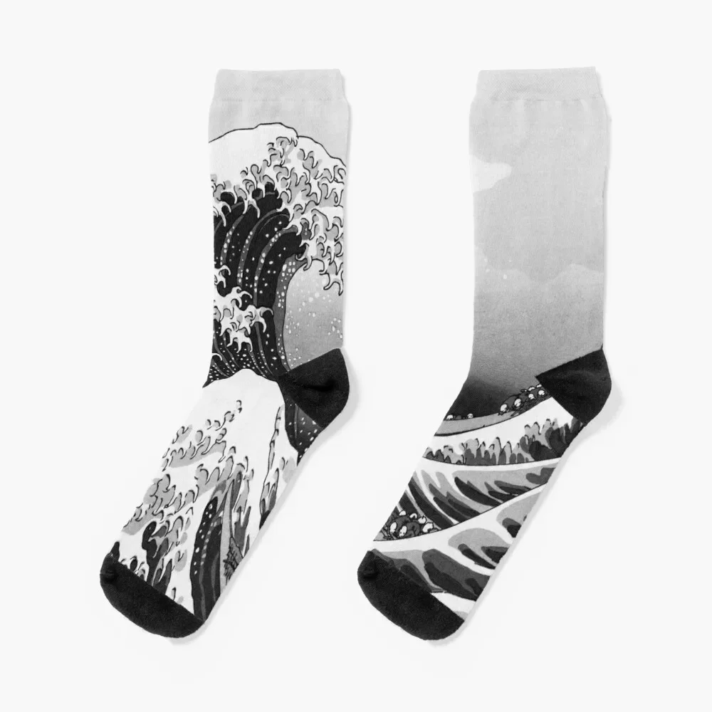 

Great Wave: Monochrome Socks golf christmas gifts Running Rugby Ladies Socks Men's