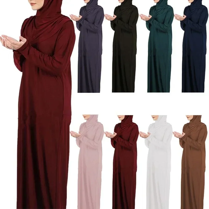 

Eid Prayer Garment Abaya Women Hooded Muslim Hijab Dress Jilbab Long Khimar Ramadan Gown Abayas Dubai Robe Islam Clothes Niqab