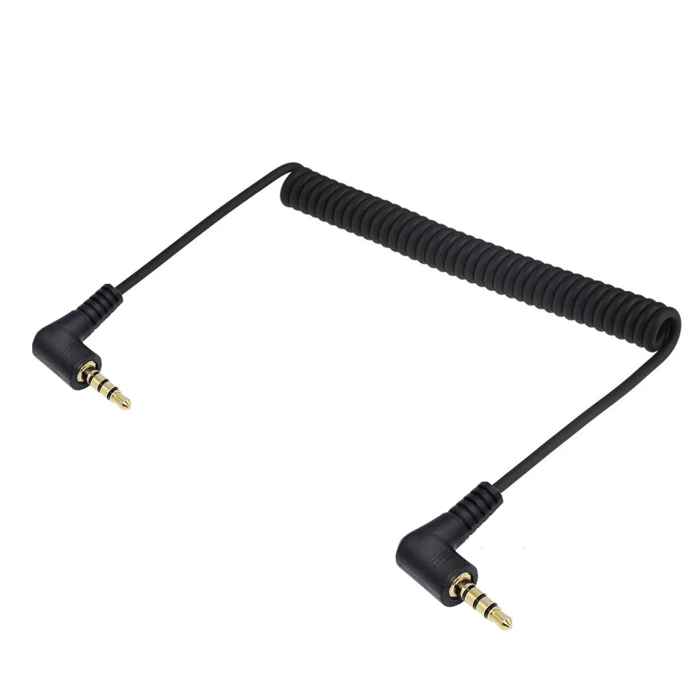 Jack maschio a maschio da 3.5mm 4 poli prolunga per spina a 90 gradi cavo a spirale a spirale Audio Aux 5ft