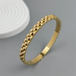Charming stainless steel gold-plated 18K gear shape women's bracelet, high quality waterproof jewelry, wedding party gift