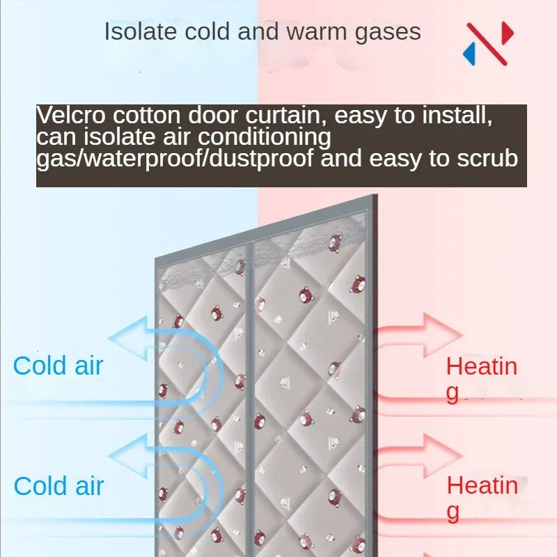 Custom Size Winter Cotton Door Curtain Air Conditioner Windproof Partition Curtain Soundproof Cold-proof Magnetic Self-absorbing