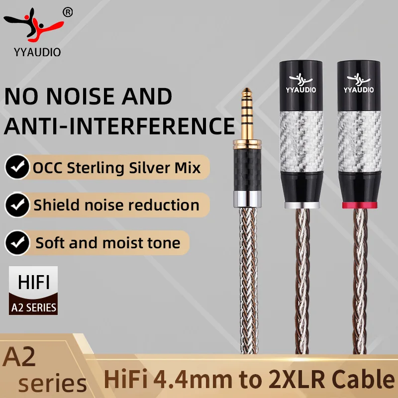 Hifi 4.4mm to 2XLR Cable High Quality OCC Sterling Silver 3pin XLR Balanced Male Audio Adapter Cable for Mp3 DAC AMP