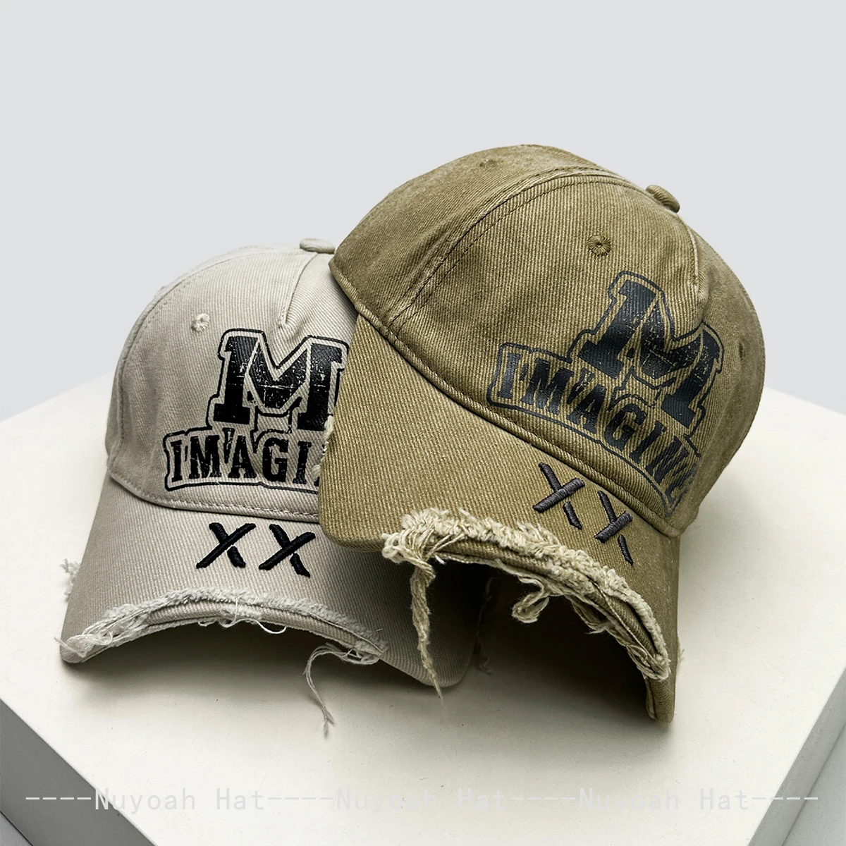 Retro Broken Style Printed M Letters Baseball Hats Sunshade Broken Eave New Men Women Versatile Street Fashion Peaked Caps Niche