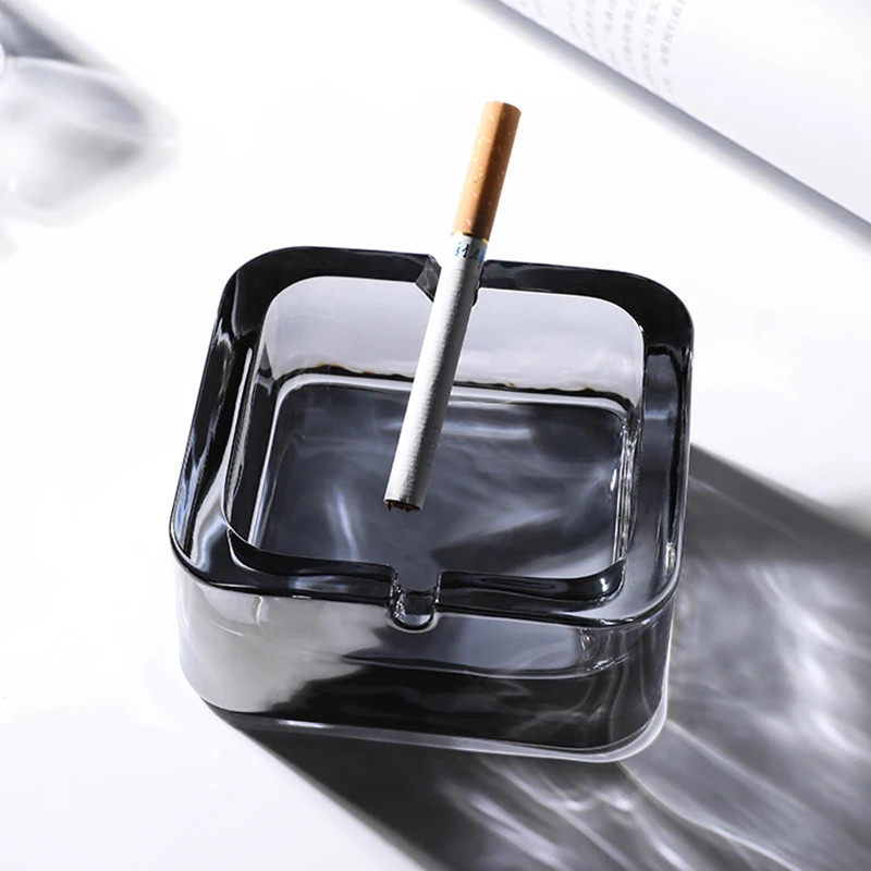 Ashtray Crystal Glass Small Exquisite Fashionable Square Cigarette Cup for Smoke Living Room Household Smokers Luxury Ashtray