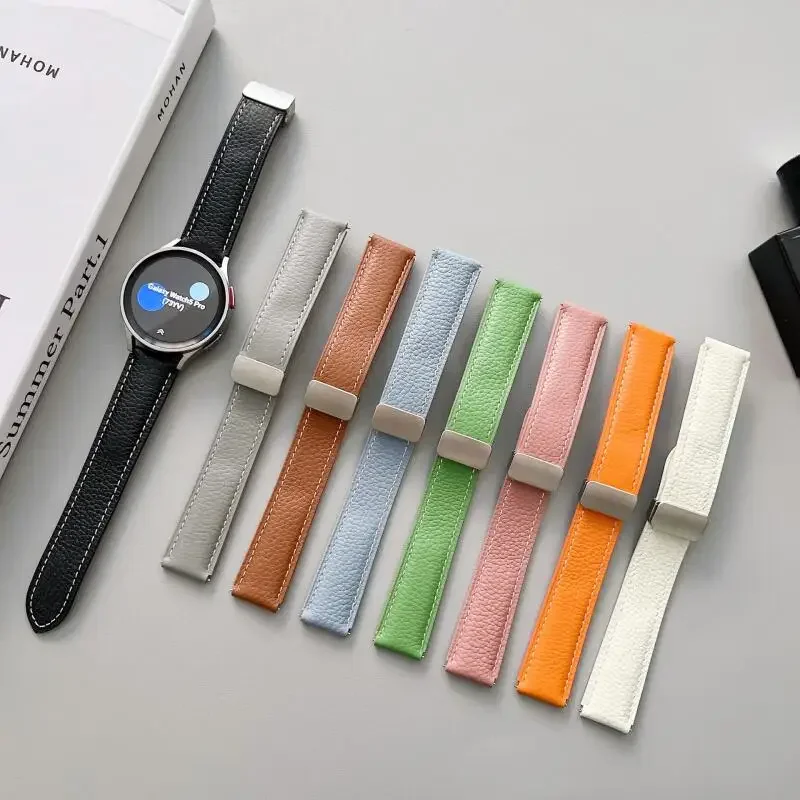 Cinturino in pelle da 22 mm per Amazfit Bip 6/Bip 5/Bip 5 Unity/Cheetah Pro Fibbia magnetica per Amazfit Stratos/Pace/GTR 2 3 4/47mm Band