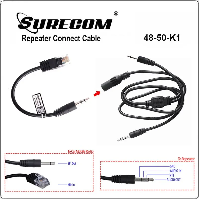 Surecom 48-50K1 Repeater Controller Connect Cable for KENWOOD MOBILE TK271 TK88 TK471 TK768 with SR628 328 SR112 Relay Box Line