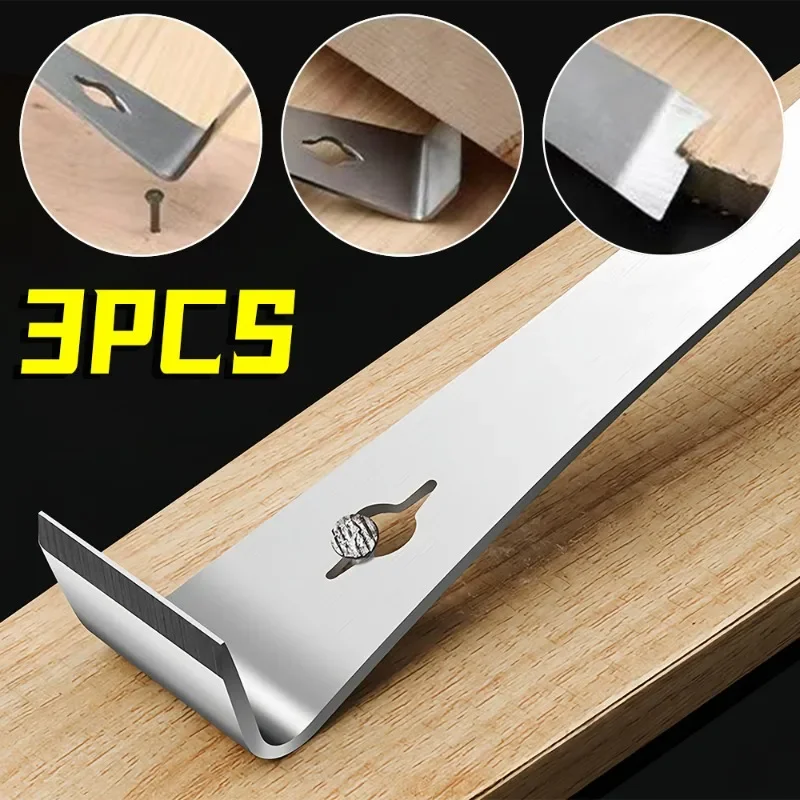 3 in 1 Scraper Stainless Steel Woodworking Crowbar Flat Head Raising Knife Wooden Board Dismantling Spatula Nail Lift Hand Tool