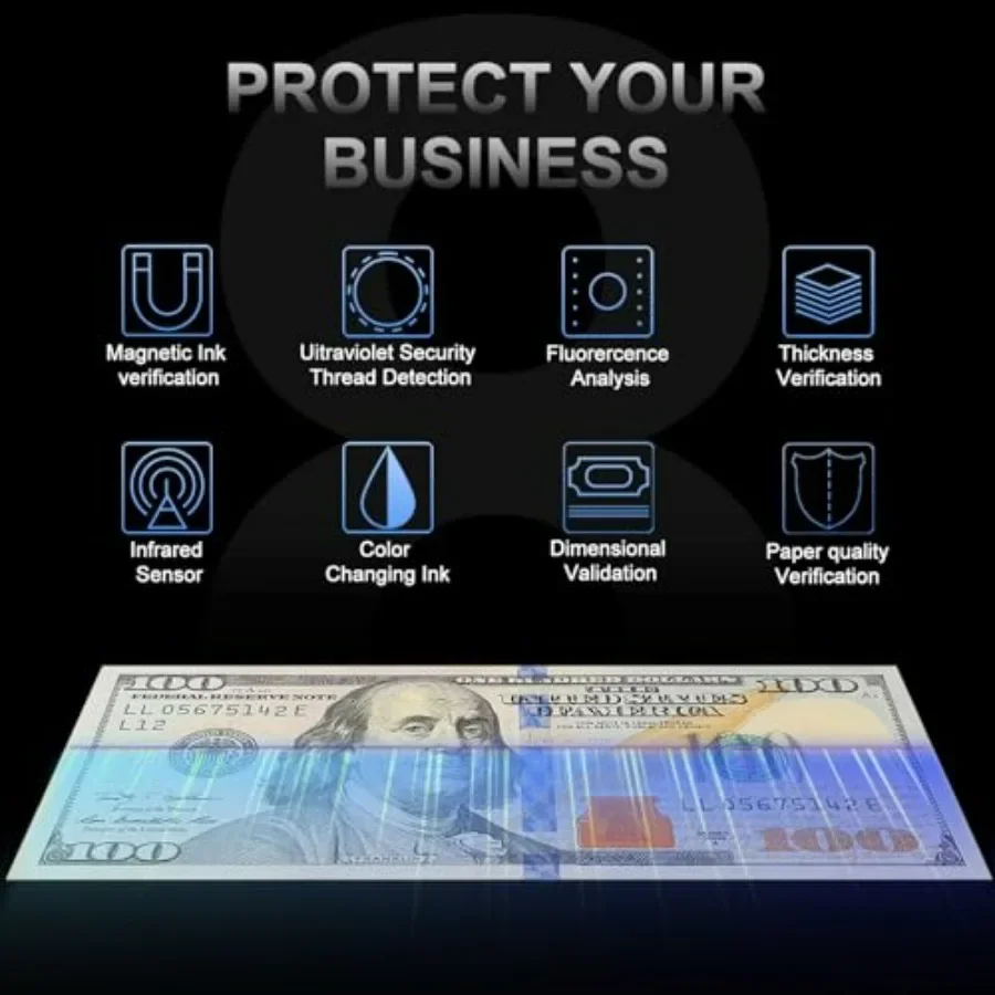 AL1000 Money Counter Machine with Value Counting Support for Dollar and Euro Advanced UV MG MT IR DD Counterfeit Detection Feat