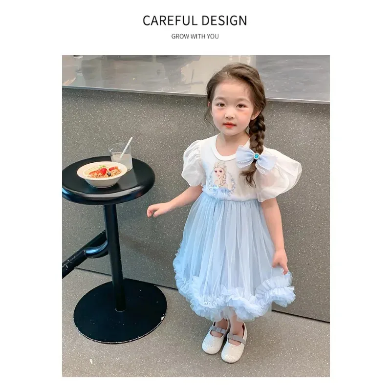 فستان ديزني للفتيات ملابس أطفال صيفية فساتين أطفال أزياء حفلات الأميرات للأطفال ملابس فروزن إلسا 2-8 سنوات