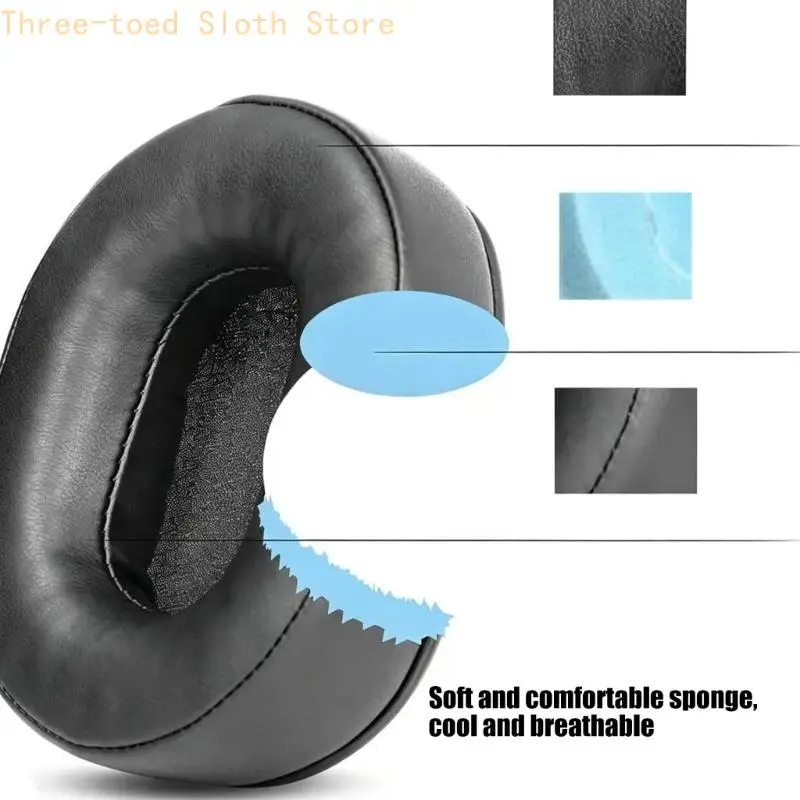 EarCup-Ohrpolster-Reparaturset für PM3-Kopfhörer, Paar Ersatz-Ohrpolster aus schwarzem Schaumstoff zum Abziehen oder Abflachen – Detail 4