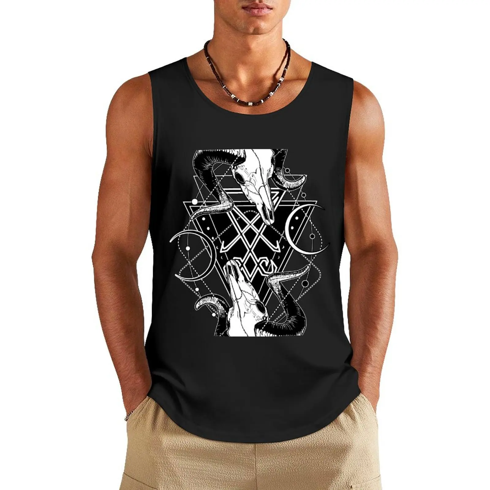 

The Sigil of Lucifer Tank Top cotton t-shirts man sleeveless gym shirts male muscular man man sexycostume