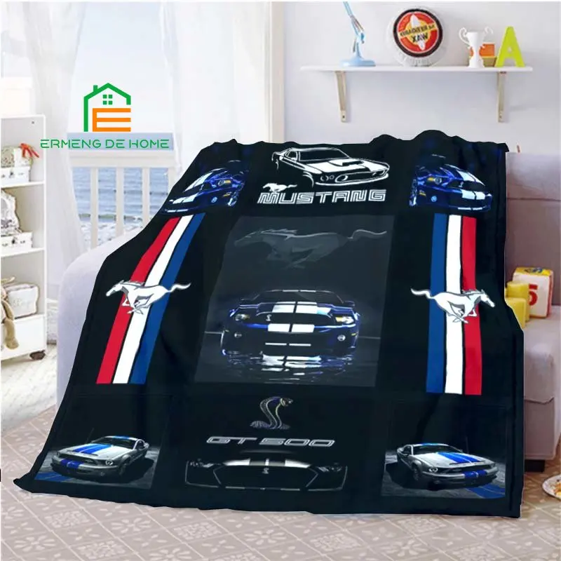 

Mustang Ford Car Pattern Throw Blanket Warm Blanket for Home, Picnic, Travel, Office,Plane for Adults, Kids, Elderly 6 Sizes