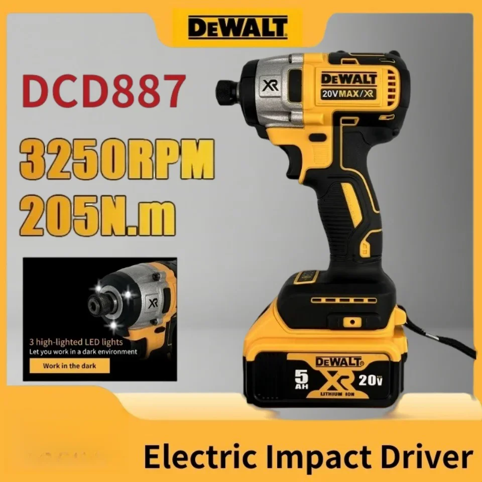 Dewalt DCD887 Brushless Cordless Electric Impact Drill Driver With LED Light 3250RPM Speed  Power Tools Electric Screwdriver