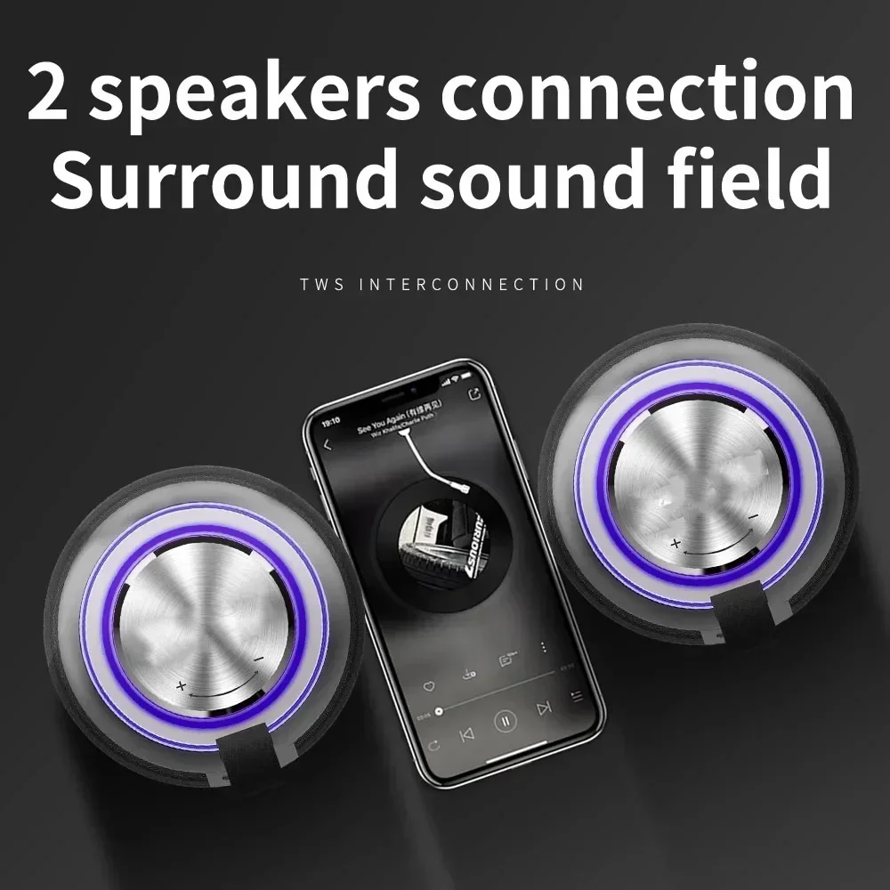 60W Portable Super Subwoofer Portable Speaker Home Outdoor Fabric Waterproof Column Bluetooth Speaker Riding Sound Box TF Card