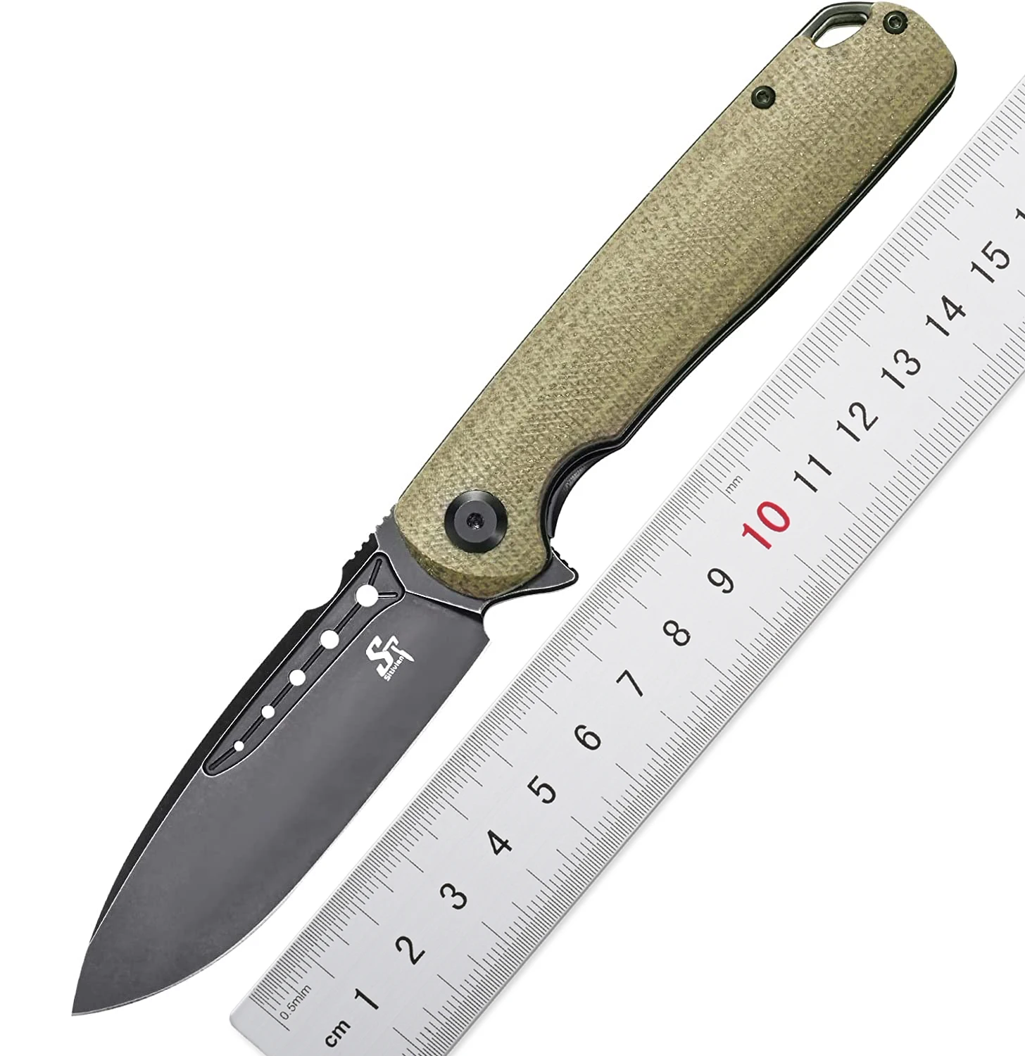 Sitivien ST131 Pocket Folding Knife,D2 Steel Blade ,G10/ Micarta Handle EDC Folder for Working Camping Survival Home Using Tool