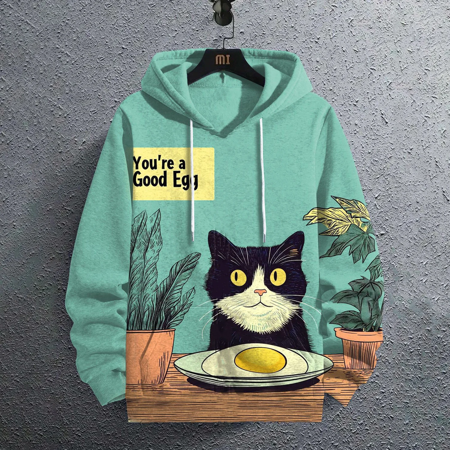Men\'s Sweatshirt Casual Long Sleeve Hooded Pullover Animal Print Top Autumn Fashion Oversized Vintage Men\'s Hoodie Streetwear