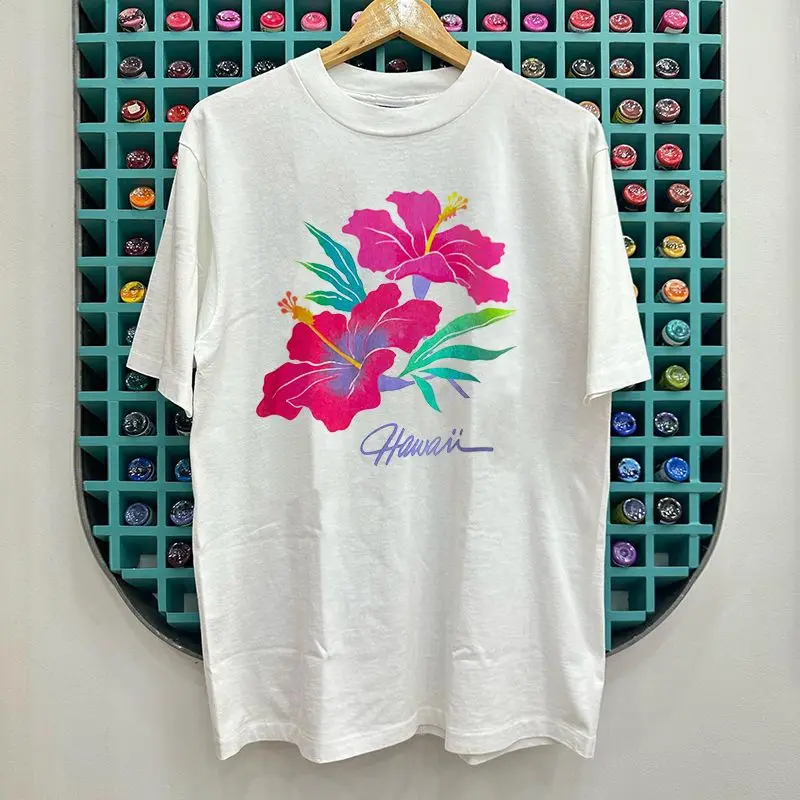 

Футболка À Manches Courtes À Imprimé Floral Au Design Rétro Et Tendance De Style Universitaire En Pur Coton Américain