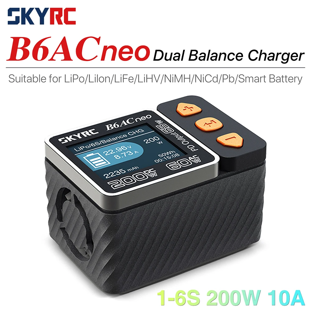 SKYRC B6ACneo Charger DC 200W AC 60W Balance Charger Discharger RC Car Upgrades