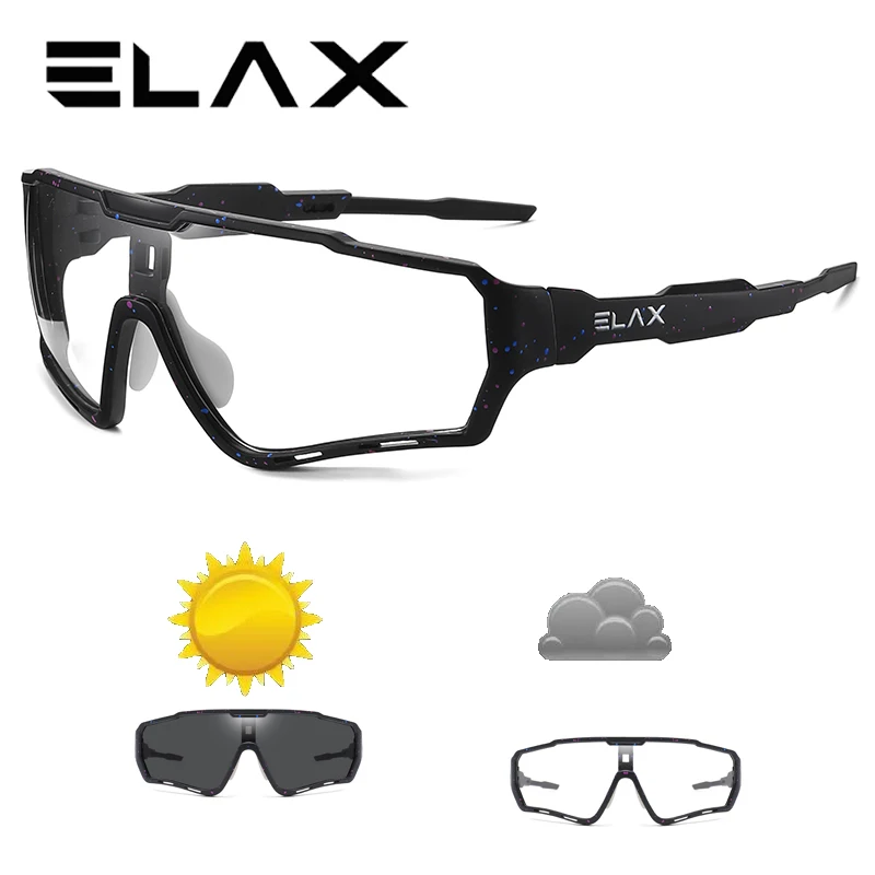 ELAX Brand New Men Women Mtb Photochromic Bicycle Eyewear New Bike Sun Goggles Sports Sunglasses Cycling Glasses