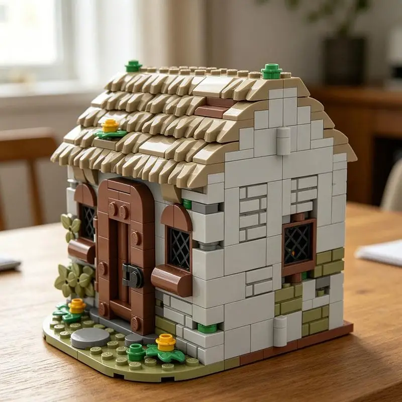 

Medieval Countryside Fairy Tale Cottage House Small Particle Building Block Street Scene Model Ornament Girl Gift 389pcs