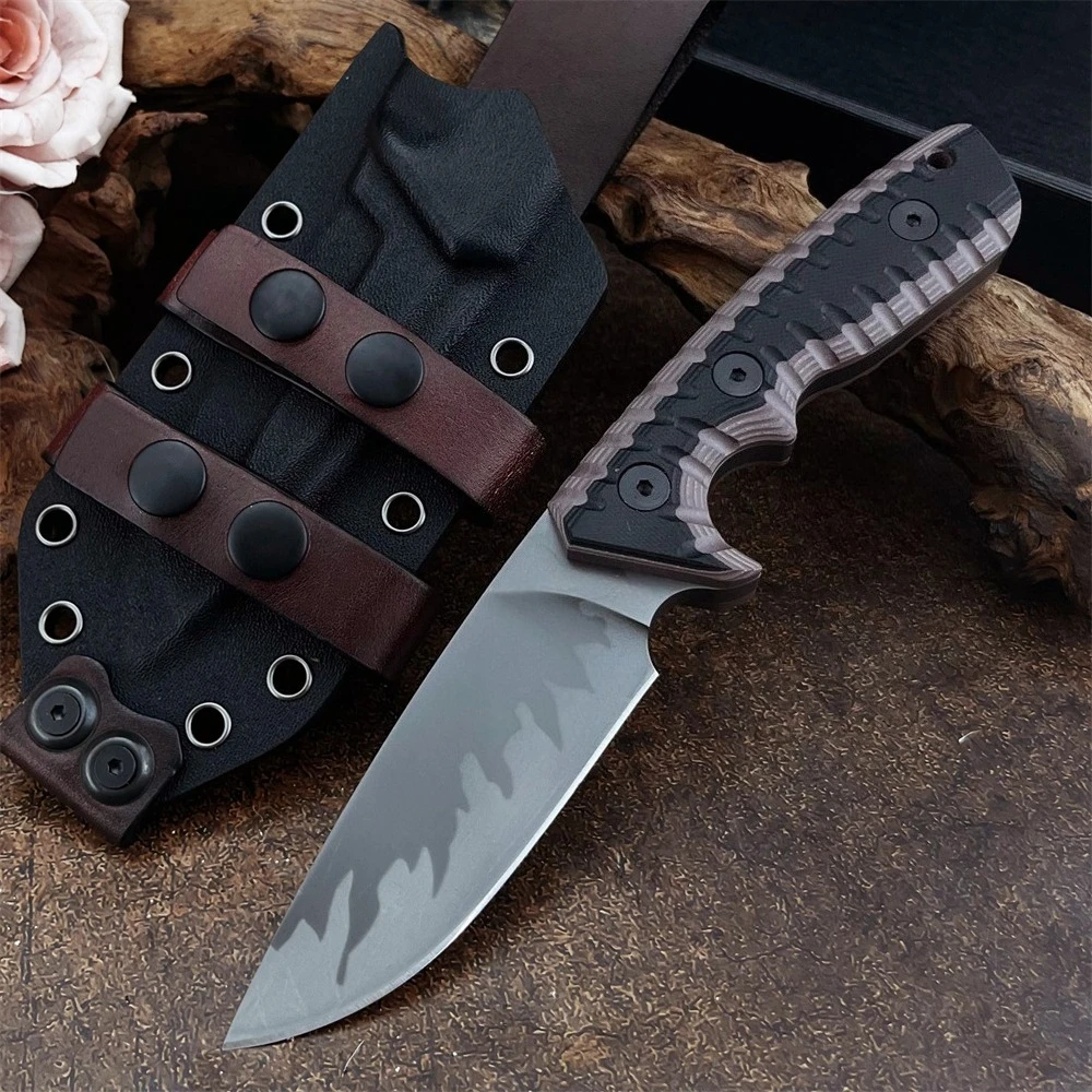 

Hot Sale Premium Quality Outdoor Straight Knife Two-color G10 EDC Backpacking Hunting Fishing Multi-function Utility Tool